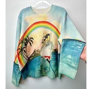 NWT Casablanca Traverse du Pacifique Merino Cashmere Knit Sweater Multicolor XXL